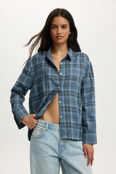 Cotton On Taylor Check Shirt In Blue