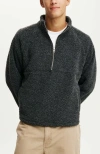 Cotton On Men's Teddy 1/2 Zip Fleece Sweatshirt In Black
