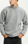 Cotton On Men's Teddy 1/2 Zip Fleece Sweatshirt In Grey Marle