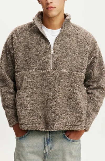 Cotton On Teddy 1/2 Zip Fleece In Putty