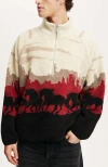 Cotton On Men's Teddy 1/2 Zip Fleece Sweatshirt In Washed Navy Wolf Pack