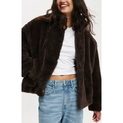Cotton On Teddy Bomber Jacket In Brown