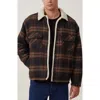 Cotton On Teddy Lined Trucker In Coffee Check