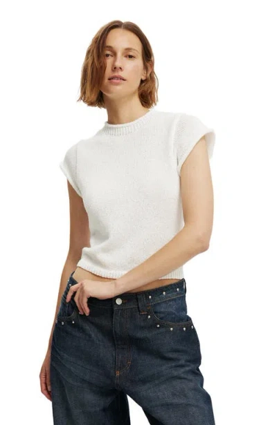 Cotton On Textured Shortsleeve Knit Top In White