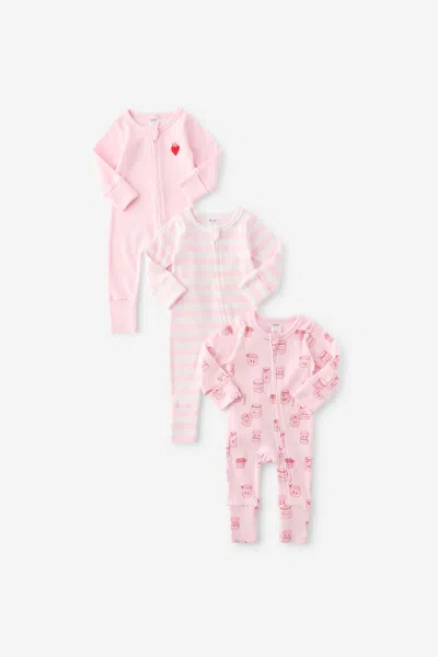 Cotton On Kids' The 3pk Remi Long Sleeve Zip Romper In White