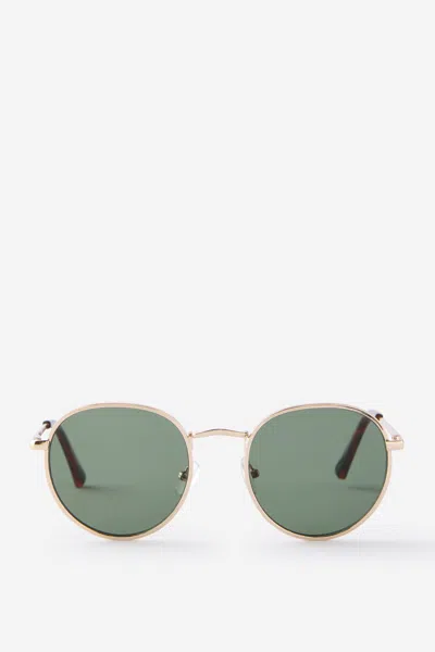 Cotton On The All Rounder Sunglasses In Gold/tort/green