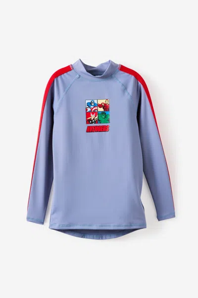 Cotton On Kids' The Avengers Marvel Flynn Long Sleeve Raglan Rash Vest In Brown