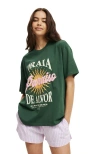 Cotton On The Boxy Graphic Tee In Paraiso Pine Forrest Green