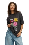 Cotton On The Boxy Graphic Tee In Sunshine Washed Black
