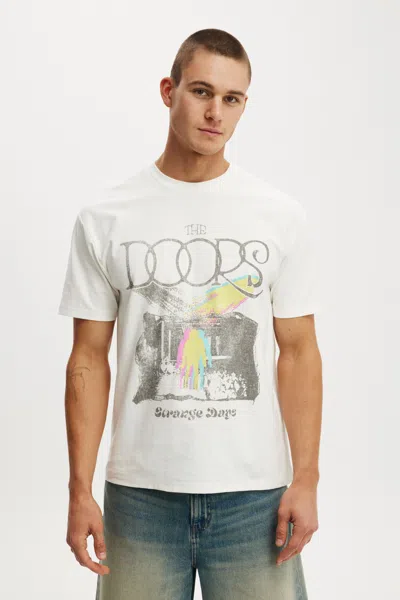 Cotton On The Doors Music Loose Fit T-shirt In Lcn Mt Vintage White / The Doors - Strange Da
