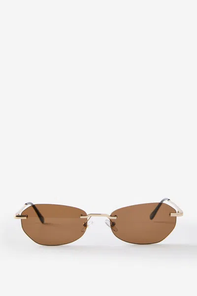 Cotton On The Dot Com Sunglasses In Gold/brown