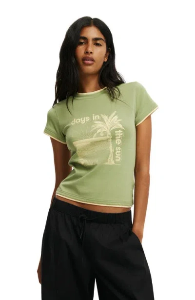 Cotton On The Double Layer Tiny Graphic Tee In Green