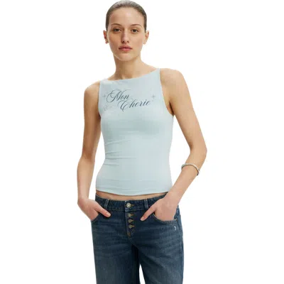 Cotton On The Graphic High Neck Tank In Blue