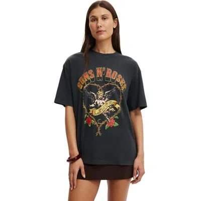 Cotton On The Lcn Music Boxy Graphic Tee In Black