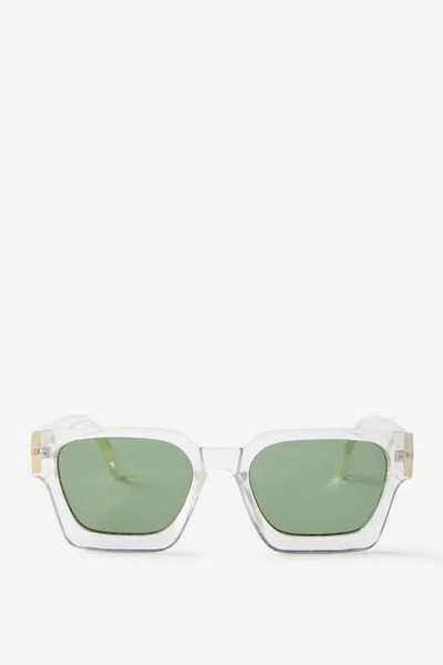 Cotton On The Legacy Sunglasses In Crystal Clear/lime