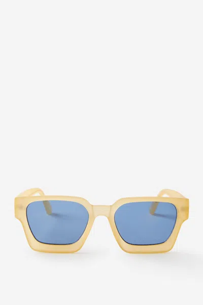 Cotton On The Legacy Sunglasses In Golden Mist Matte/blue