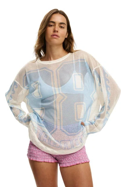 Cotton On The Long Sleeve Mesh Graphic Tee In Multi