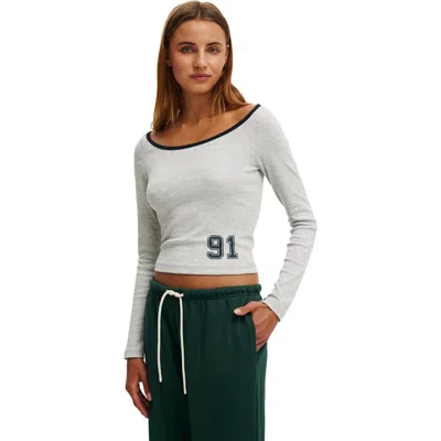 Cotton On The Ls Off Shoulder Graphic Tee In Blue