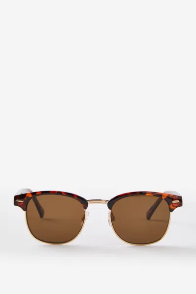 Cotton On The Member Sunglasses In Tort/brass/brown