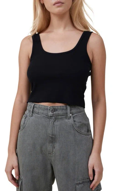 Cotton On The One Rib Crop Tank In Black