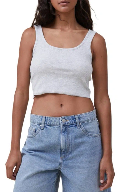 Cotton On The One Rib Crop Tank In Light Grey Marle
