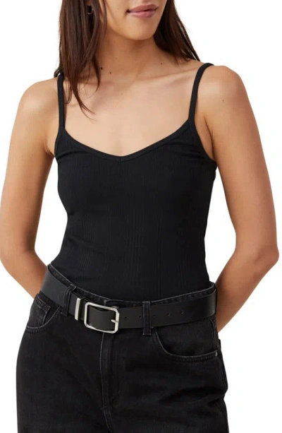Cotton On The One Variegated Rib Camisole In Black