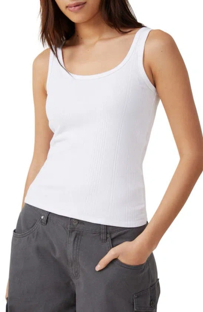 Cotton On The One Variegated Rib Scoop Neck Tank In White