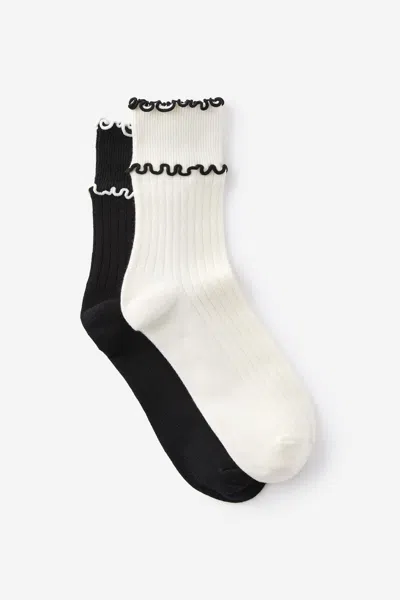 Cotton On The Perfect Pair Double Frill Rib Crew Sock 2pk In White