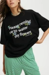 Cotton On The Premium Boxy Graphic Tee In Water My Flowers Black