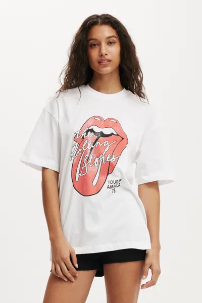 Cotton On The Rolling Stones Music Boxy Graphic Tee In White