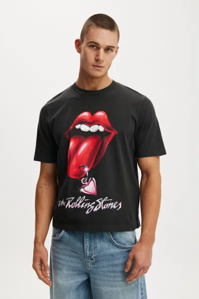 Cotton On The Rolling Stones Music Crop Fit T-shirt In Black