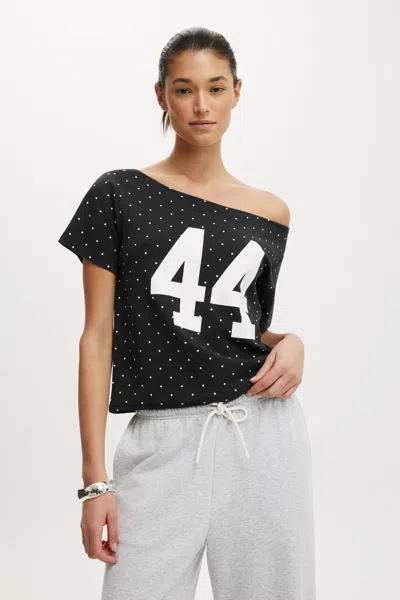 Cotton On The Sporty Off Shoulder Graphic Tee In Multi