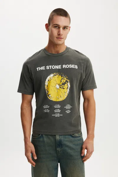 Cotton On The Stone Roses Music Crop Fit T-shirt In Lcn Bra Faded Slate / The Stone Roses - Tour