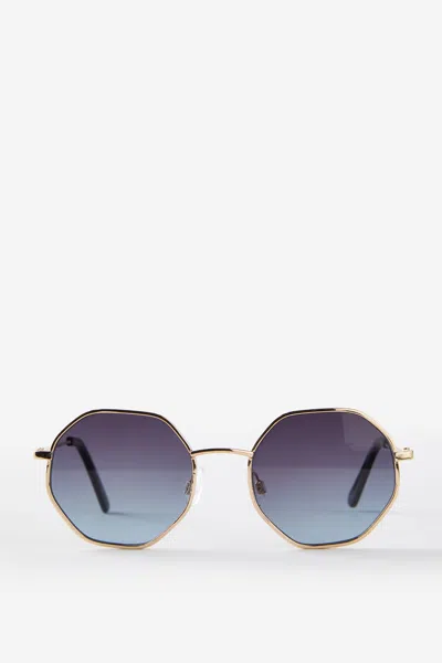 Cotton On The Weekender Sunglasses In Gold/black/black Blue Smoke Gradient