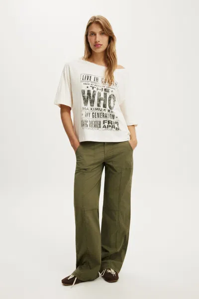 Cotton On The Who Music Off The Shoulder Boxy Graphic Tee In Lcn Bra The Who Maximum R&b/gardenia