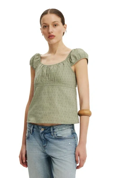 Cotton On Tie Back Babydoll Top In Green