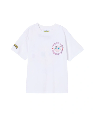 Cotton On Babies' Toddler Girls Drop Shoulder Short Sleeve Graphic T-shirt In Lcn Pok Pokemon I Choose You,white