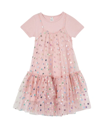 Cotton On Babies' Toddler Girls Kristen Dress Up Dress, 2 Piece Set In Dusty Pink,flowers