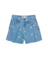 Cotton On Toddler Girls Kyla Denim Shorts In Faded Vintage Wash,floral Embroidery