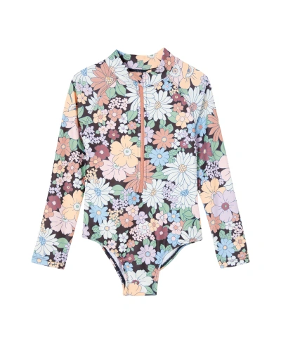 Cotton On Babies' Toddler Girls Lydia Long Sleeve One Piece Swimsuit In Phantom,quinn Floral