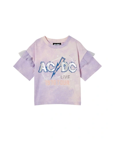 Cotton On Babies' Toddler Girls Party Short Sleeve Top In Lcn Per Acdc,vintage Lilac Tie Dye