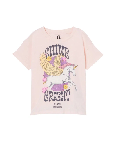 Cotton On Babies' Toddler Girls Poppy Short Sleeve Print T-shirt In Crystal Pink,shine Bright Unicorn