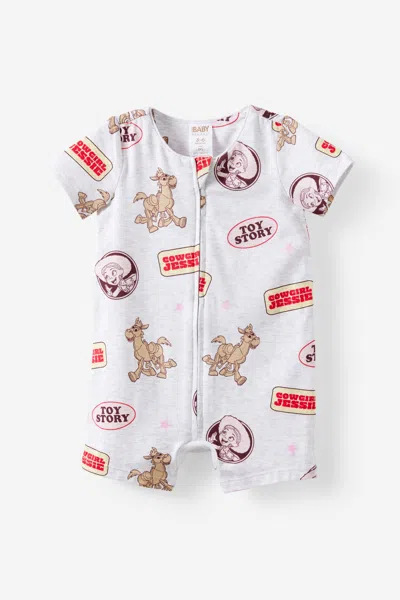 Cotton On Kids' Toy Story Disney Pixar Short Sleeve Zip Romper In White