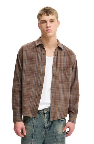 Cotton On Tribeca Long Sleeve Shirt In Brown