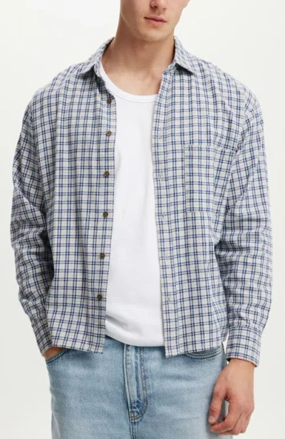 Cotton On Men's Tribeca Long Sleeve Shirt In Navy Mini Check