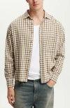 Cotton On Men's Tribeca Long Sleeve Shirt In Stone Mini Check