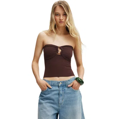 Cotton On Trim Buckle Detail Tube Top In Brown
