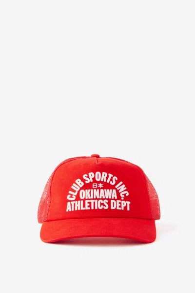 Cotton On Trucker Hat In Strong Red/okinawa Athletics