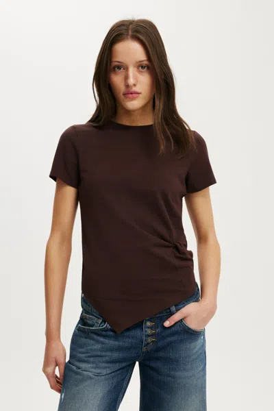Cotton On Twist Short Sleeve Tee In Dark Oak