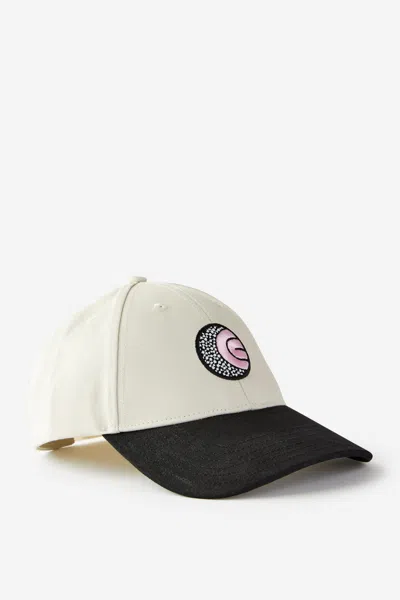 Cotton On Tylah Saunders 6 Panel Ball Cap In Lcn Tylah Saunders Bone/black/circle